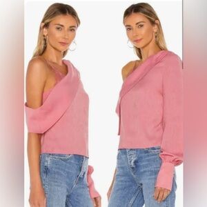 New Revolve NBD Bekah Elegant Pink One-Shoulder Blouse